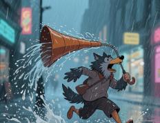 搞(gǎo)笑瞬间：雨中被淋成落汤鸡