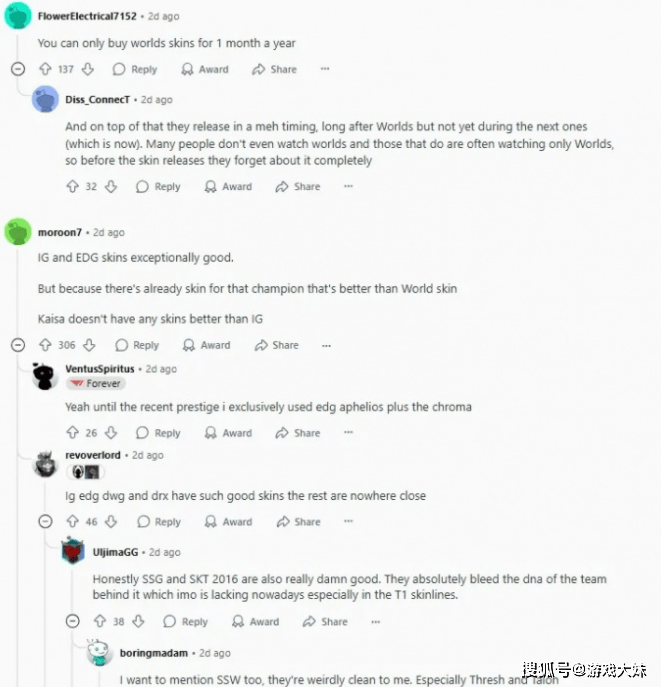 LOL皮肤投票(piào)排行,只有(yǒu)一款冠(guān)军皮肤进入前100,看到(dào)就能想到(dào)IG